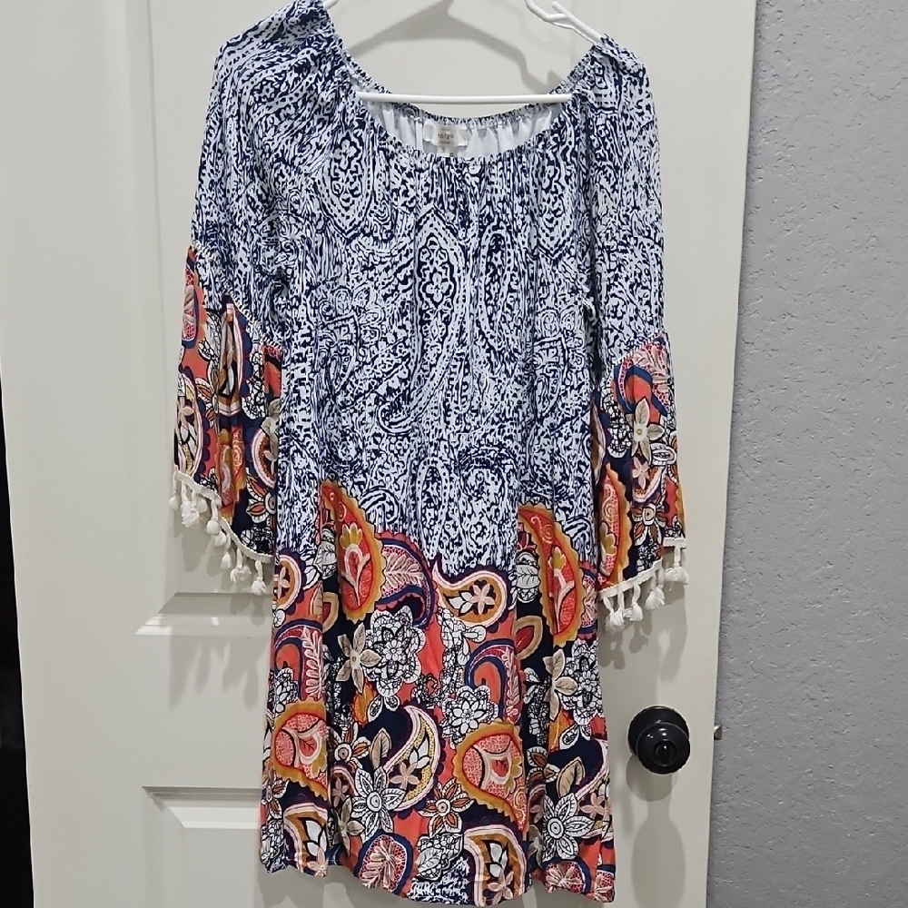 Entro Blue and White Paisley Dress